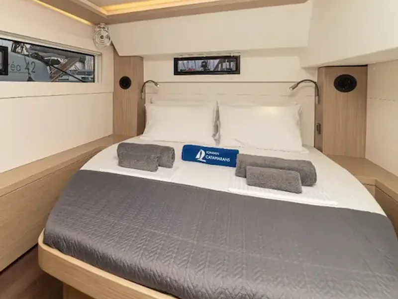 Lagoon catamaran cabin with double berth