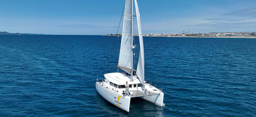 Stable catamaran sailing on calm waters