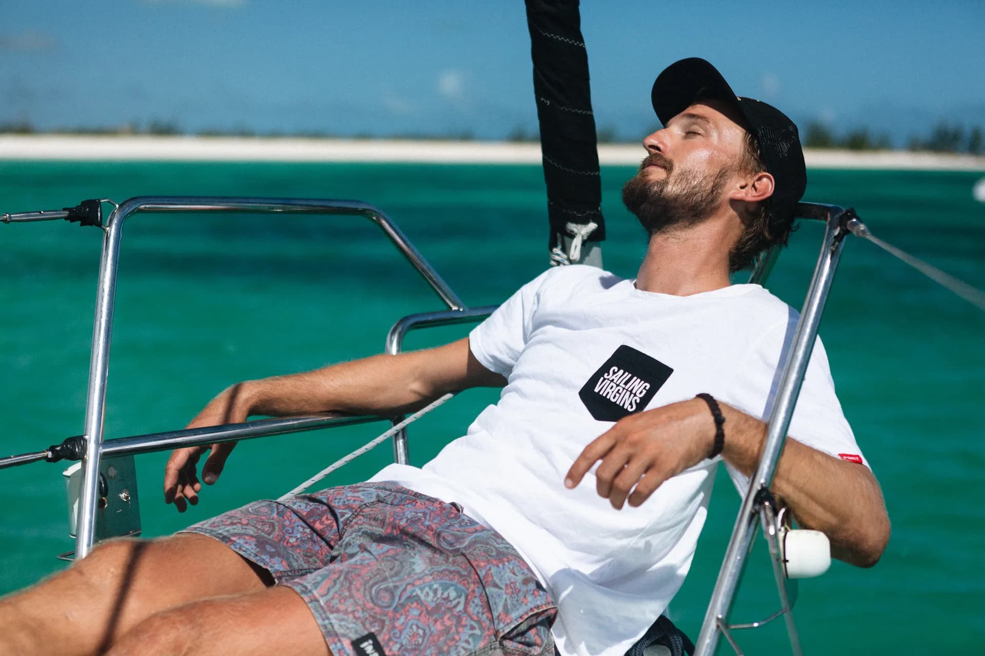 Relaxing on deck with turquoise water