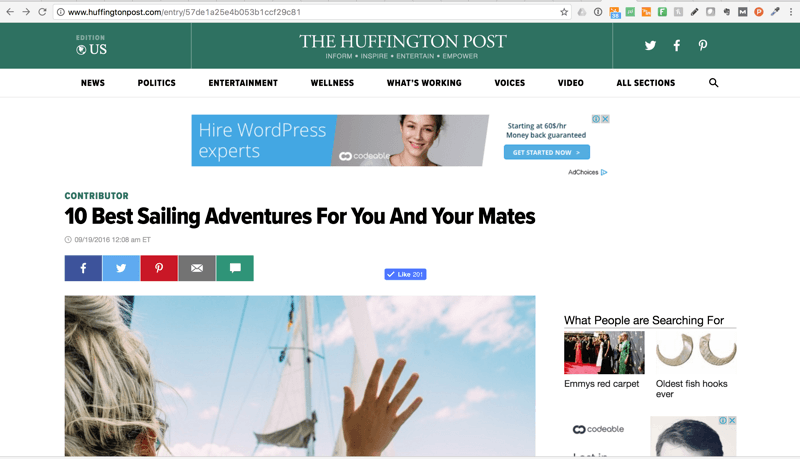 Sailing Virgins makes number one in Huffington Post!