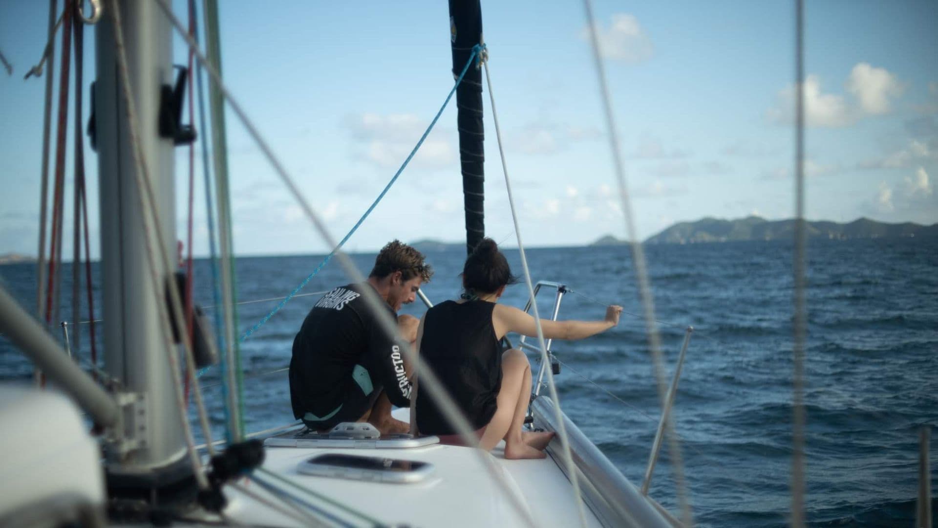 Group enjoying sunset on the yacht