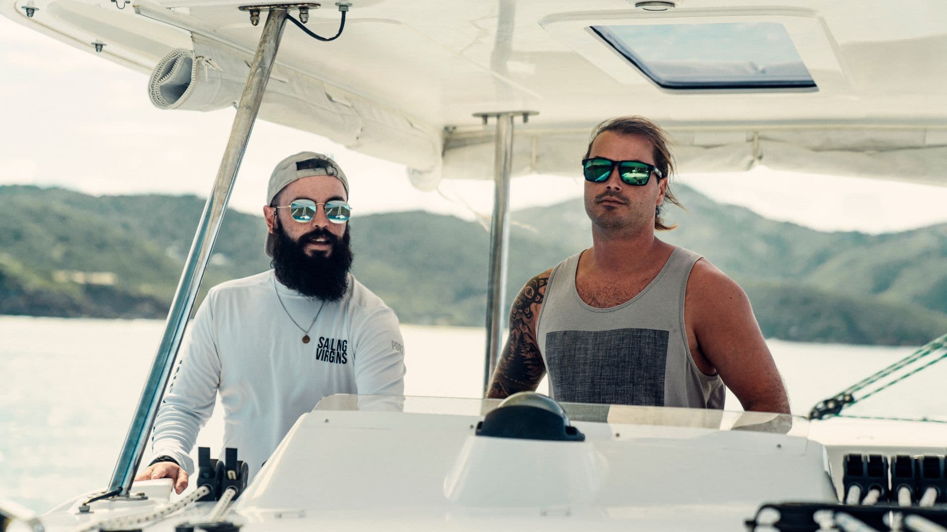 Students learning catamaran handling