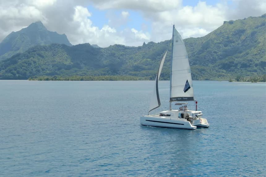 Enjoying the spacious catamaran deck